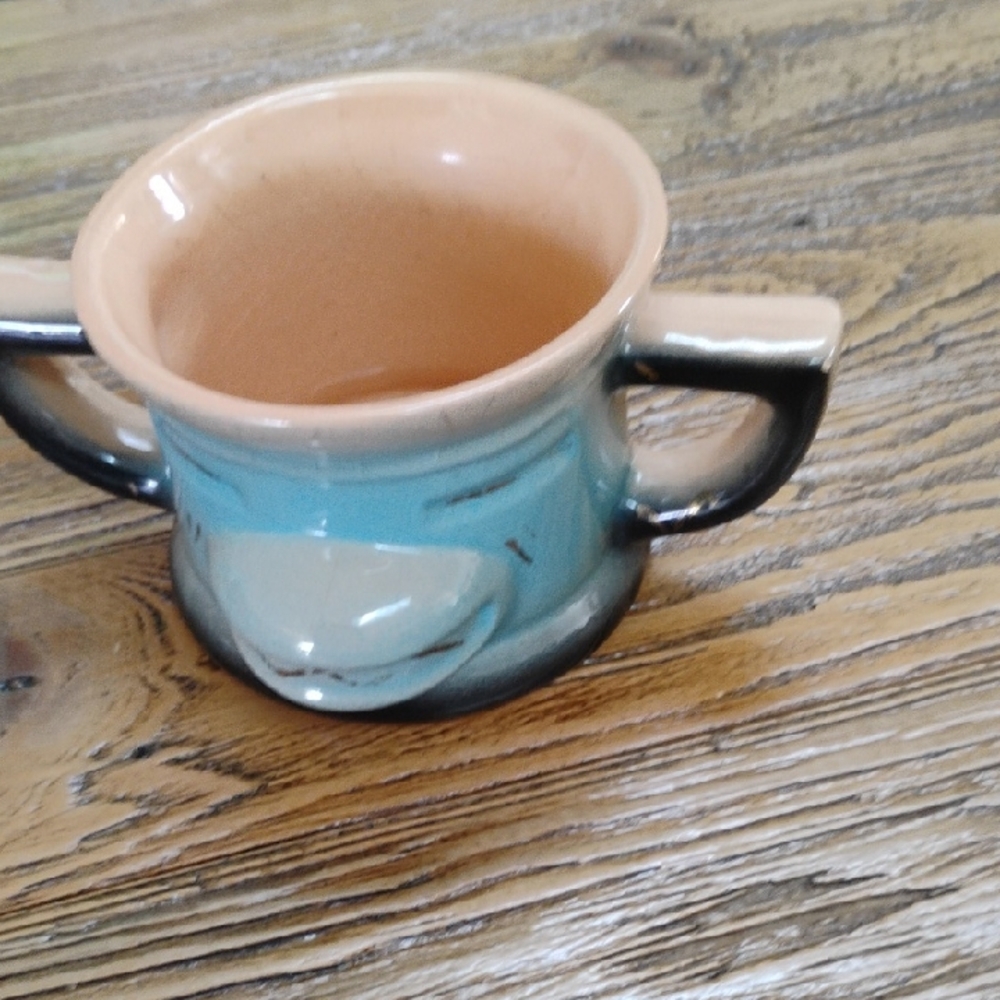 Vintage Kachina Pottery Sugar Bowl Double Handle Tribal 2 1/2 In Tall
